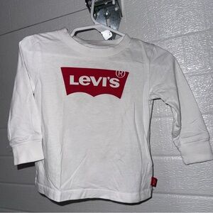 Levi's Baby White and Red Logo Long Sleeve Shirt